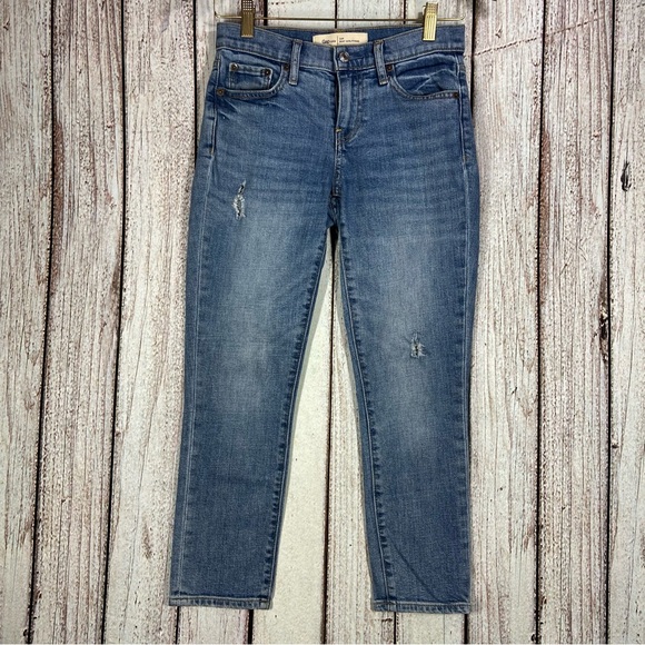 GAP Denim - Gap 1969 Jeans Womens 24P Blue Best Girlfriend Mid Rise Distressed Stretch